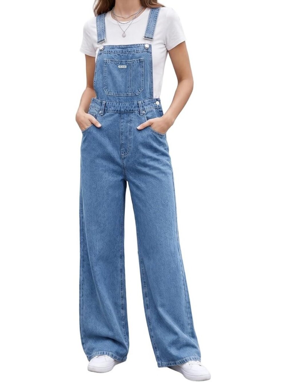 Vintage 90s Style Denim Overalls for Women, Baggy Loose Fit Wide Leg Jumpsuit